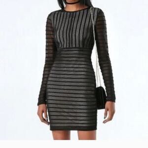 Bebe Dress Black Long Sleeve Lace NWT medium